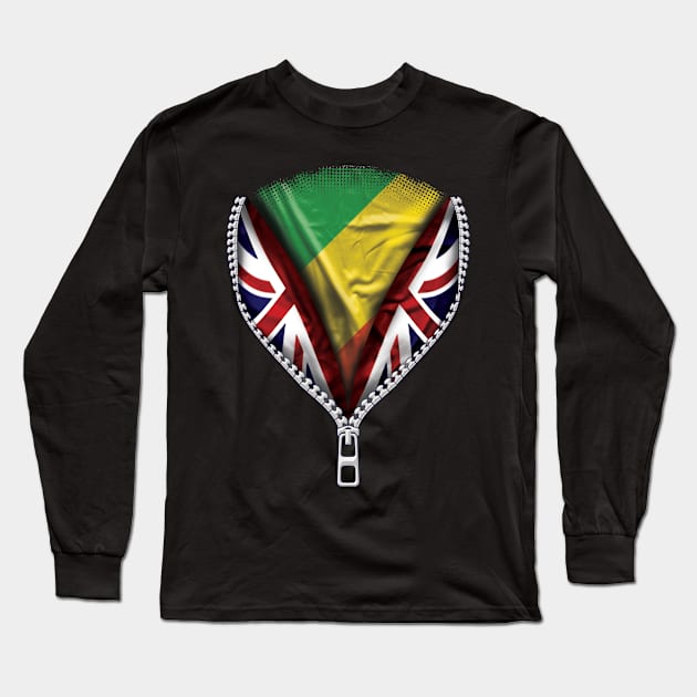 Congon Flag  Republic Of The Congo Flag zipped British Flag - Gift for Congon From Republic Of The Congo Long Sleeve T-Shirt by Country Flags